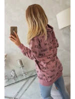 Mikina s nápisy tmavě růžová