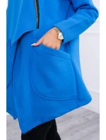 Zateplená mikina s asymetrickým zipem chrpově modrá Zateplená mikina s asymetrickým zipem chrpově modrá