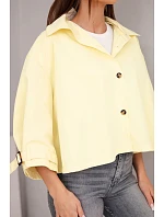 Dámská jarní bavlněná bunda zapínaná na knoflíky s límcem žlutá