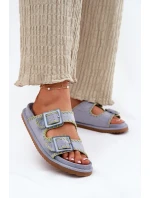 Dámské Pantofle S Sponami A Ozdobným Obšitím Modré Visley