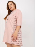 Zaprášené růžové bavlněné mikinové šaty velikosti plus