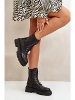 Dámské Workery Kotníkové Boty z Eko Kůže s Odznaky Černé Kristines Dámské Workery Kotníkové Boty z Eko Kůže s Odznaky Černé Kristines