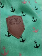 Zelená teplá rozepínací mikina se vzorem kotev (2307)