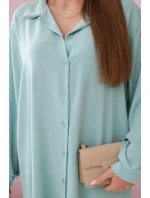 Dlouhá košile s viskózou tmavá máta