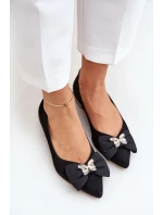 Elegantní Semišové Baleríny Dámské S Mašlí Laura Messi 2893 Černé