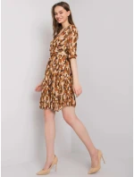 Dámské šaty DHJ SK 11332.67P Hnědé mix barev - FPrice Dámské šaty DHJ SK 11332.67P Hnědé mix barev - FPrice