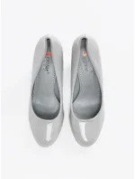 Výborné  lodičky Jasnoszary dámské na širokém podpatku