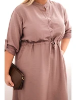 Dámská viskózová sukni Plus Size s knoflíky a vázáním v pase fango