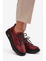 Kožené Lakované Dámské Mokasíny Na Platformě Artiker 57C2046 Bordó