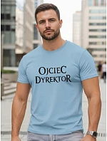 Pánské klasické tričko s nápisy bavlna modrá FashionStreet NX5144R