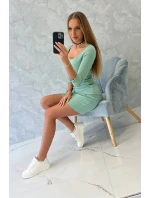 Šaty s knoflíkovým výstřihem tmavě mátové Šaty s knoflíkovým výstřihem tmavě mátové