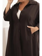 Dámský plášť Plus Size Punto s bavlnou a knoflíky hnědá Dámský plášť Plus Size Punto s bavlnou a knoflíky hnědá