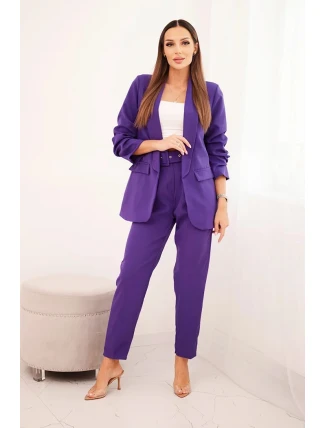 Elegantní souprava saka a kalhot fialové barvy