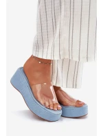 Dámské Pantofle S Průhledným Páskem Na Klínu Jeans Meltiana
