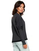 B094 Oversized top s výstřihem do V na zádech - karamelový