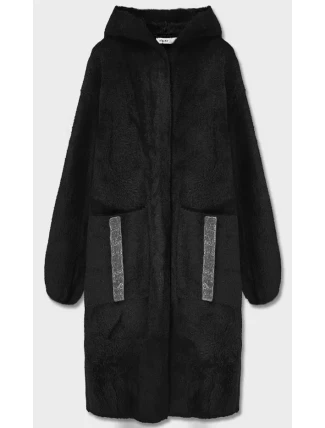 Černý přehoz přes oblečení s kapucí á la alpaka (B3005)