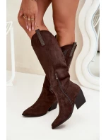 Dámské Kavalírské Boty Se Zdobením Na Podpatku Čokoládové Jovina