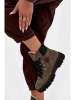 Zateplené dámské trapery na platformě tmavě zelené Zaraine