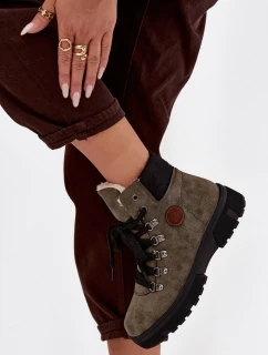 Zateplené dámské trapery na platformě tmavě zelené Zaraine