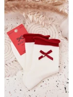 Ženské vánoční punčochy s mašlí Bílá Ženské vánoční punčochy s mašlí Bílá