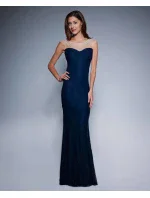 Dámské společenské šaty SOKY SOKA s perličkami a krajkou dlouhé tmavě modré - Tmavě modrá / XL - SOKY&SOKA