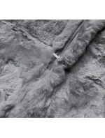 Šedá dámská bunda-kožíšek s kapucí (br9741-9)