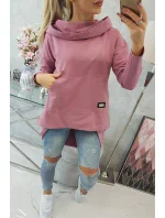 Mikina s kapucí s dlouhými zády tmavě růžová Mikina s kapucí s dlouhými zády tmavě růžová