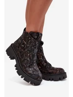 Dámské botky Artiker – černá/zlatá ozdobou, zateplené