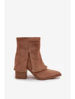 Dámské kotníkové botky na podpatku Idalia – světle hnědé Dámské kotníkové botky na podpatku Idalia – světle hnědé