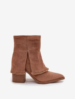 Dámské kotníkové botky na podpatku Idalia – světle hnědé