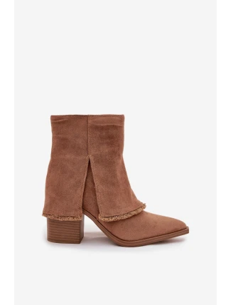 Dámské kotníkové botky na podpatku Idalia – světle hnědé Dámské kotníkové botky na podpatku Idalia – světle hnědé
