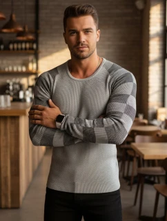 Pánský svetr přes hlavu ecru FashionStreet WX1636