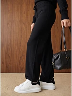 Dámský pletený komplet se širokými kalhotami, černý, FashionStreet AY1225 Dámský pletený komplet se širokými kalhotami, černý, FashionStreet AY1225