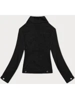 Černá dámská džínová plus size bunda na knoflíky (W028-B) Černá dámská džínová plus size bunda na knoflíky (W028-B)