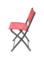 SADA BALKONOVÉHO NÁBYTKU KULATÝ STŮL A 2 SKLÁDACÍ ŽIDLE ČERVENÁ