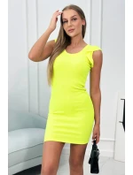 Šaty s nařasenými rukávy žluté neonové Šaty s nařasenými rukávy žluté neonové