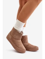 Sněhové boty na zip zateplené kožešinou Big Star OO274A524 Béžové