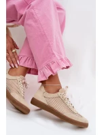 Kožené semišové dámské tenisky s síťovinou Zazoo N1142 Béžové