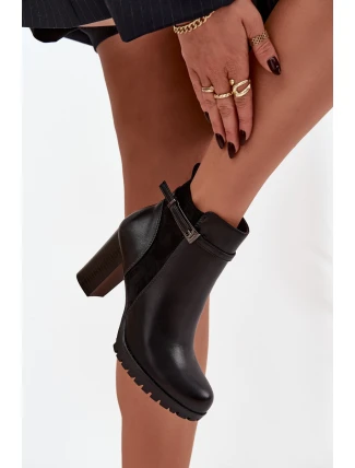 Dámské botky na podpatku s páskem Mirielle – černé