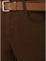 Dámské kalhoty s vysokým pasem a páskem hnědé FashionStreet UY2920