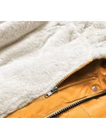 Žluto-ecru teplá dámská zimní bunda (w629)