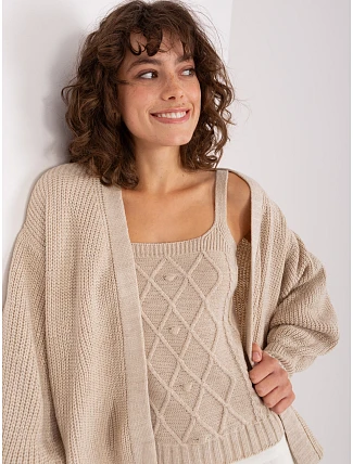 Dvoudílná souprava top + svetr béžová (8019)
