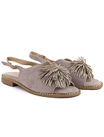 Dámské ploché sandály s flitry khaki Potocki 43349