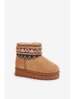 Dětské Snežné Boty S Vzorovaným Vložkem Zateplené Kožíškem Camel Mirirae Dětské Snežné Boty S Vzorovaným Vložkem Zateplené Kožíškem Camel Mirirae