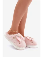 Futřené Pantofle Se Stužkou A Připínáčky Růžové Annalira