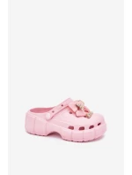 Dětské Dívčí Pantofle Pěnové S Mašlí A Ozdobami Růžové Selvana