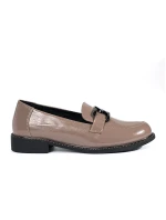 Komfortní hnědé dámské  mokasíny na širokém podpatku