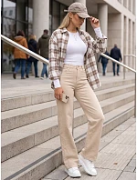 Dámské džíny s vysokým pasem a pravidelným střihem, béžové, FashionStreet UY3092