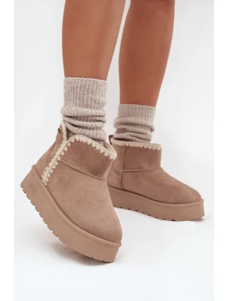 Dámské Sněhule Na Platformě S Prošíváním Big Star SS274129 Béžové