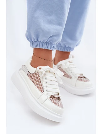 Kožené Dámské Tenisky S Dekorací GOE TT2N4010 Bílé